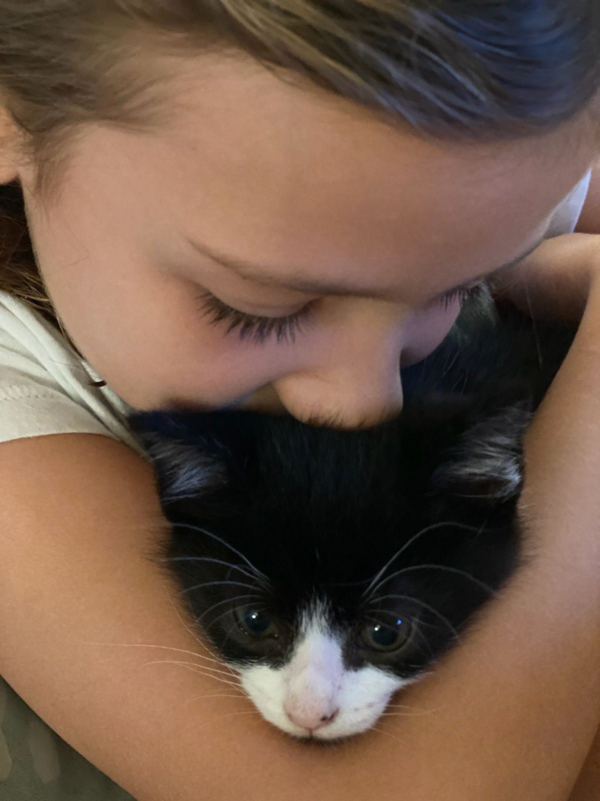 a fosters daughter with a kitten.jpg